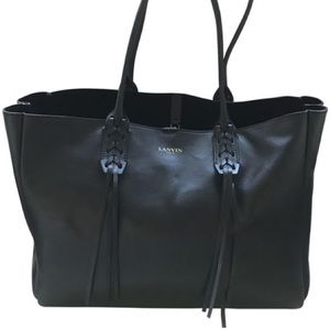 Lanvin Small Shopper Black Leather Tote